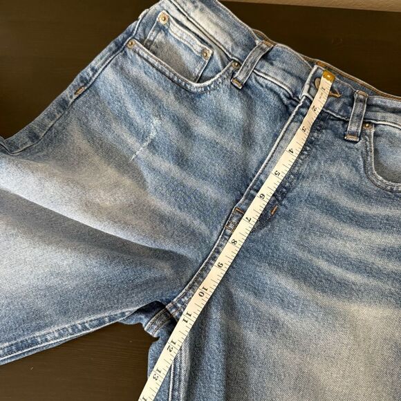 J Crew Classic Straight Jeans Womens Sz 26 Blue Distressed Denim Stretch Retro - Picture 13 of 14